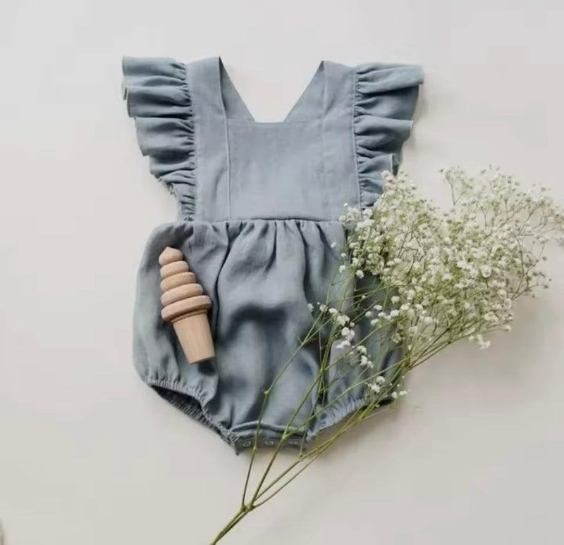 Romper Algodão Linho Azul