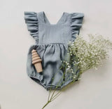 Romper Algodão Linho Azul